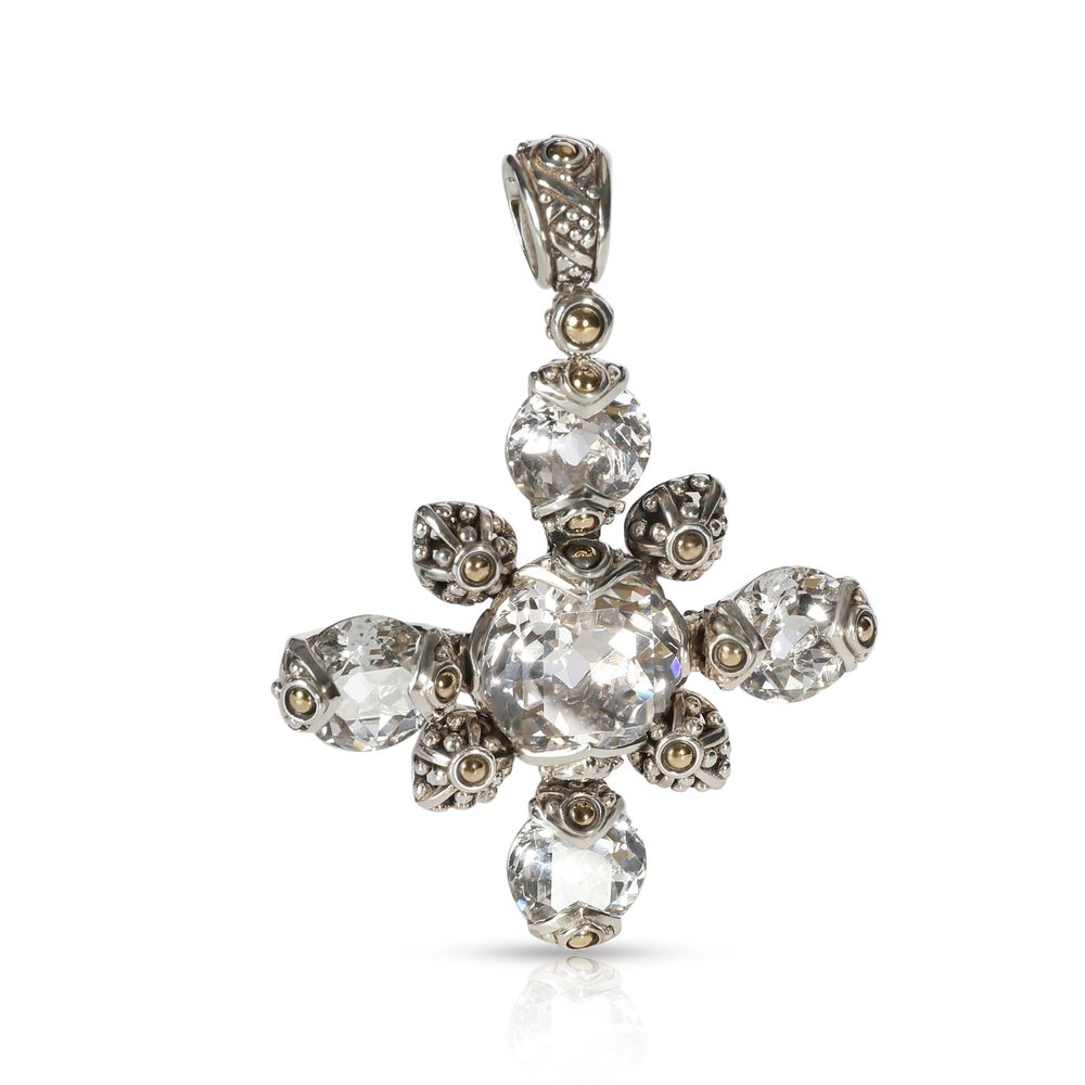John Hardy Batu Sari White Topaz Pendant in 18Kt Gold Sterling Silver